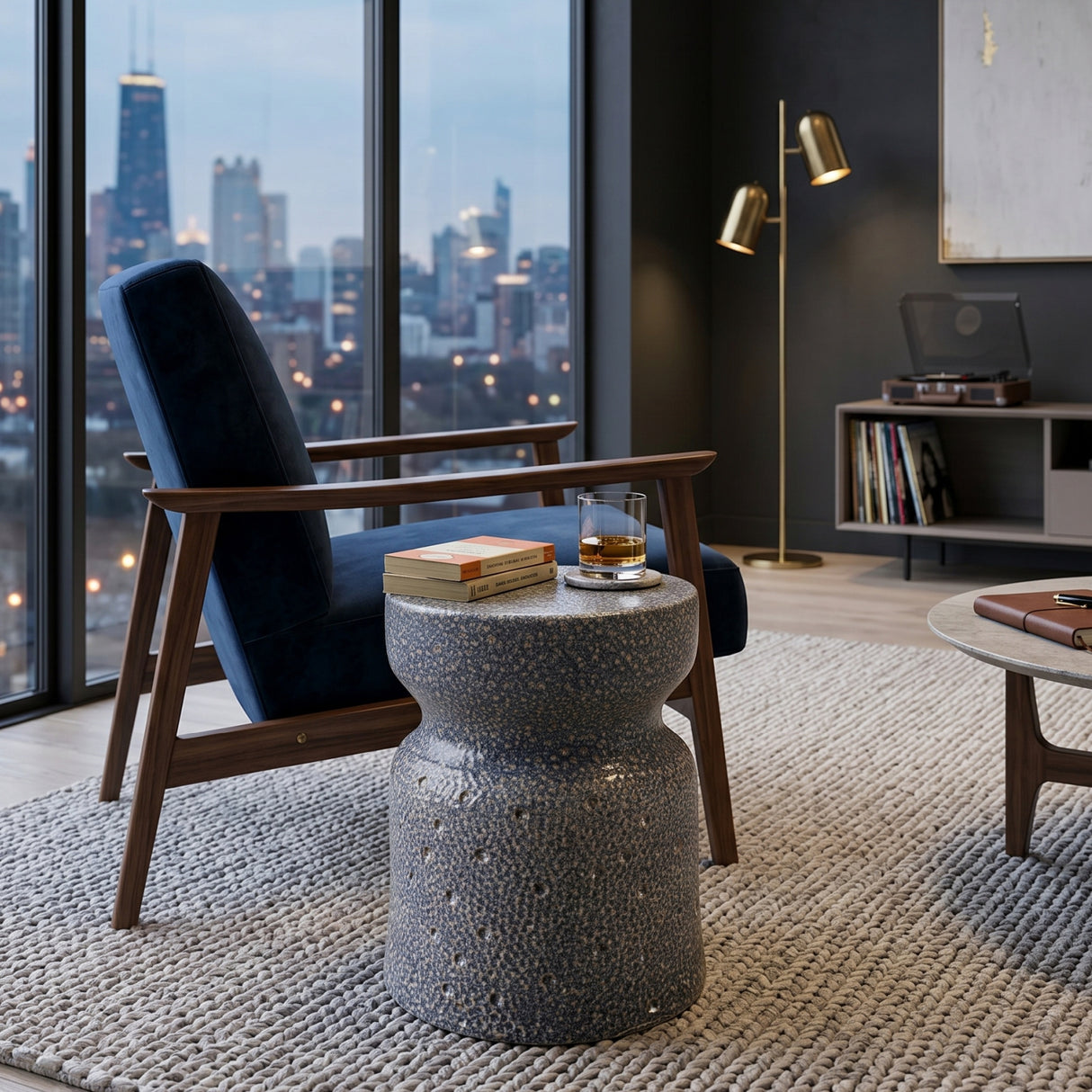 Modern European furniture - Textured Ceramic Hourglass Garden Stool - www.oroa.com