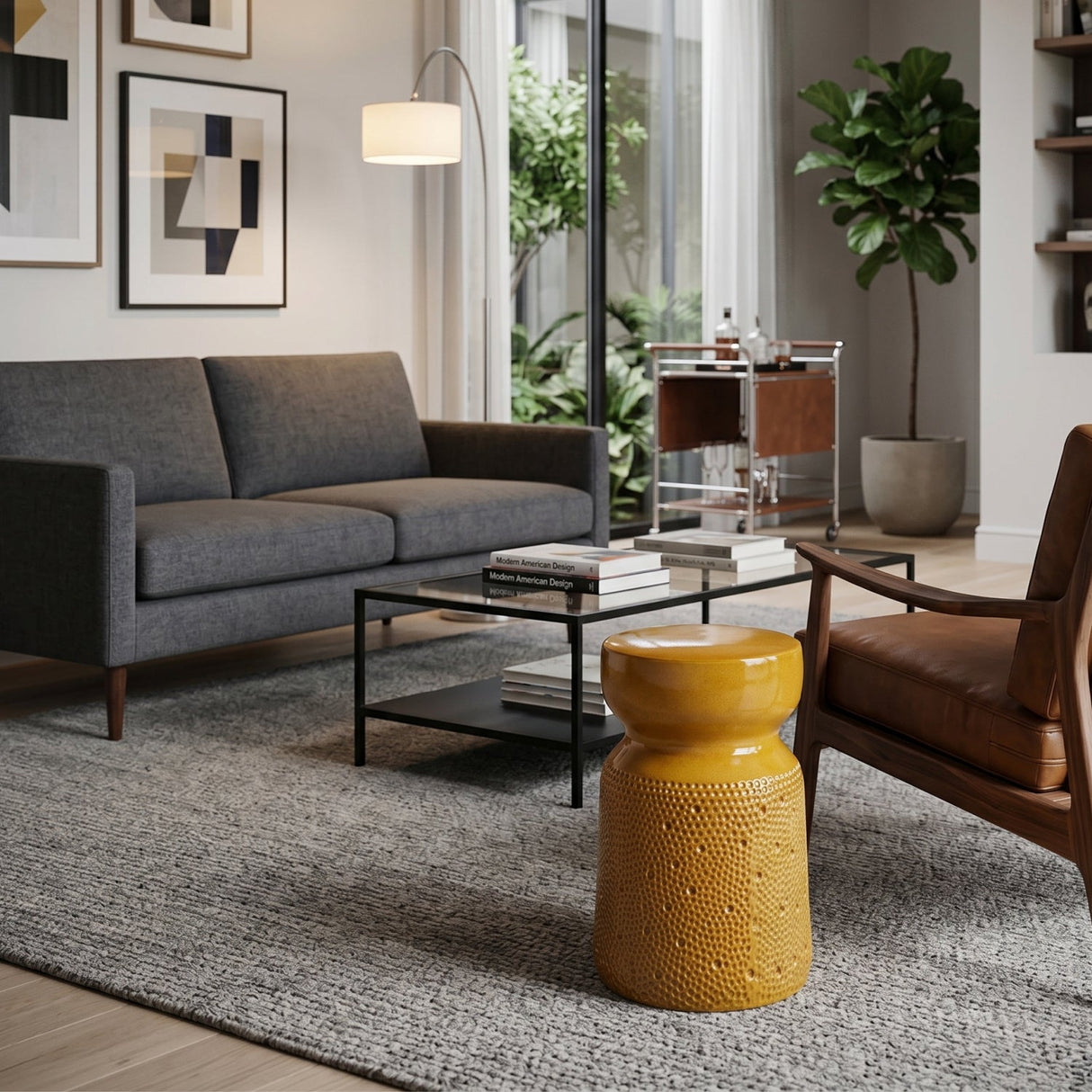 Modern European furniture - Textured Ceramic Hourglass Garden Stool - www.oroa.com