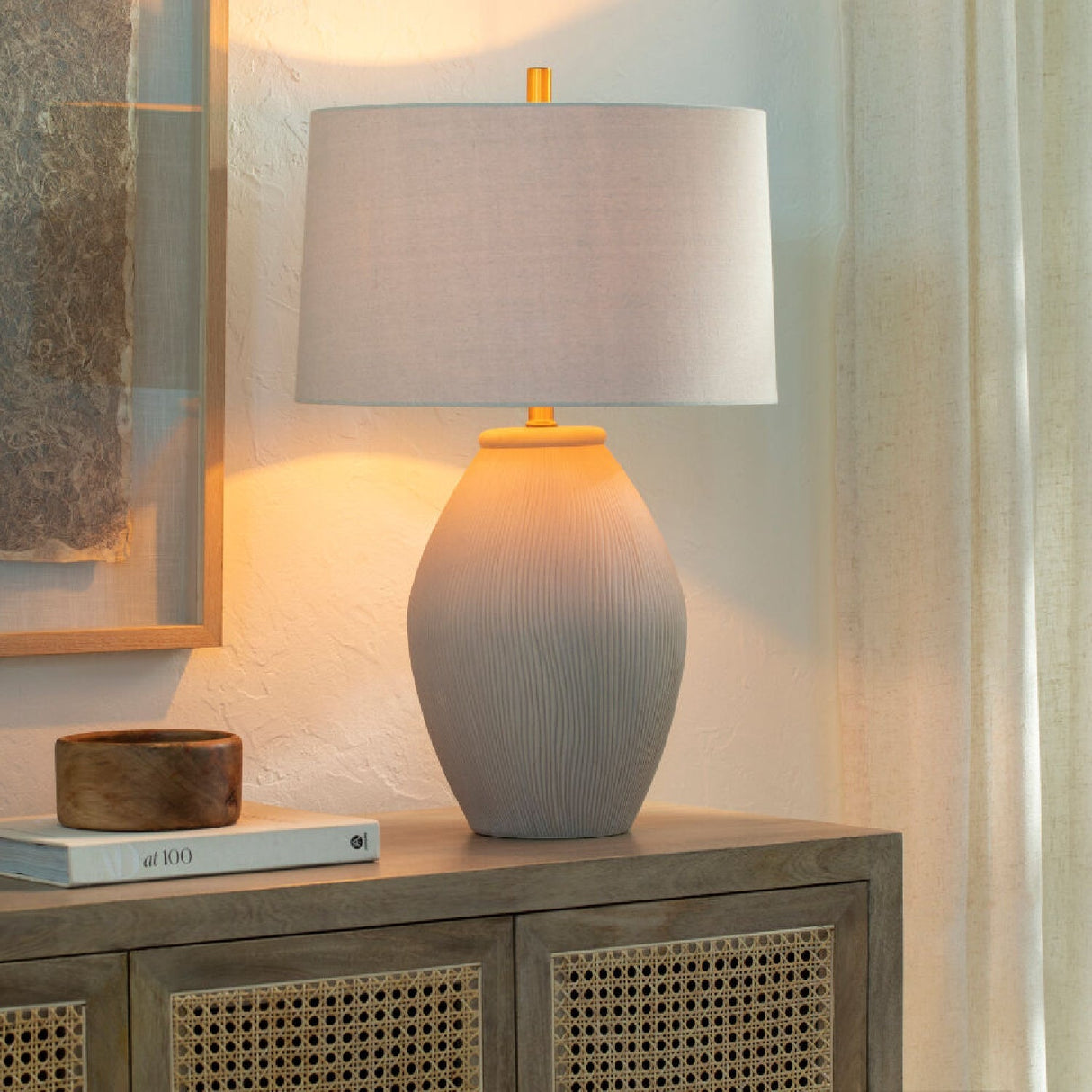 Modern European furniture - Glazed Gray Ceramic Table Lamp - www.oroa.com