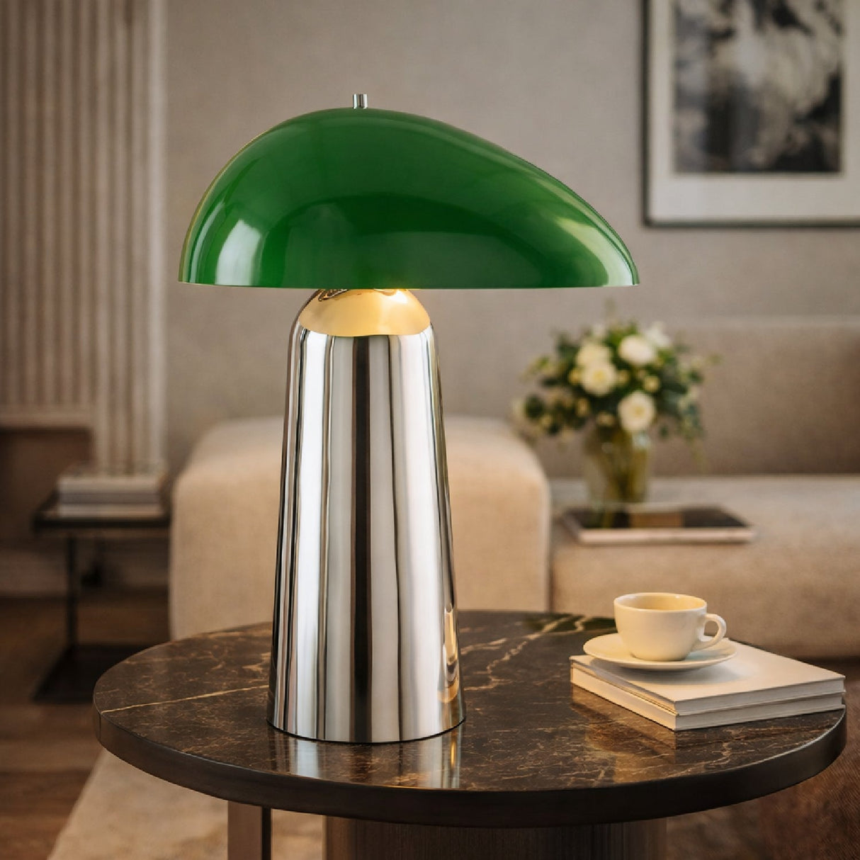 Modern European furniture - Colored Glass Shade Table Lamp - www.oroa.com