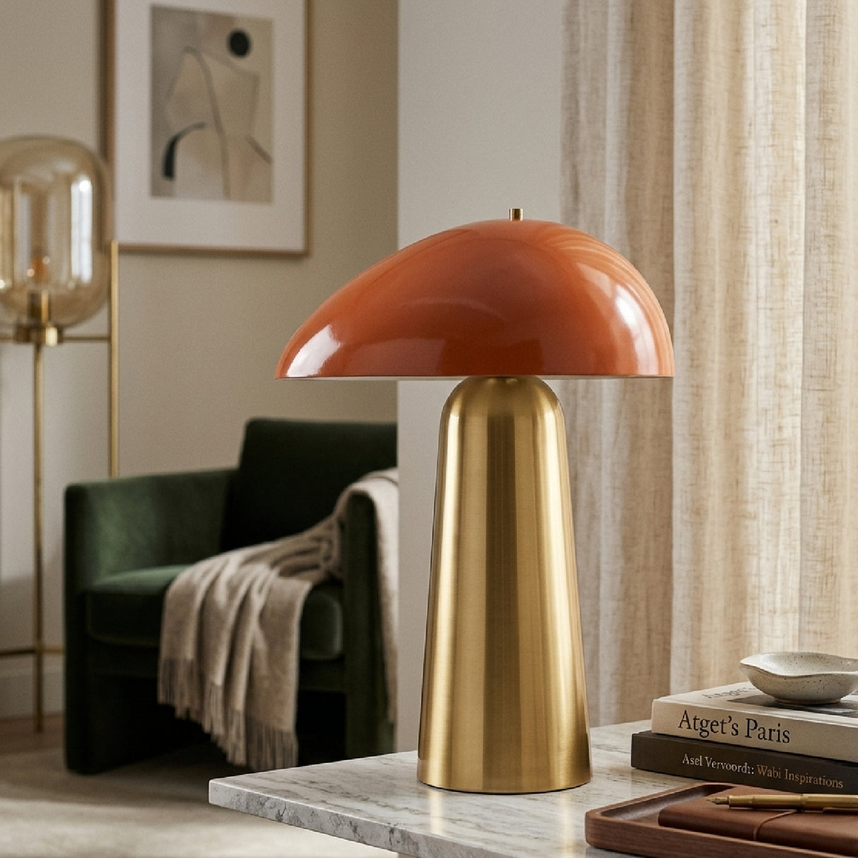 Modern European furniture - Colored Glass Shade Table Lamp - www.oroa.com