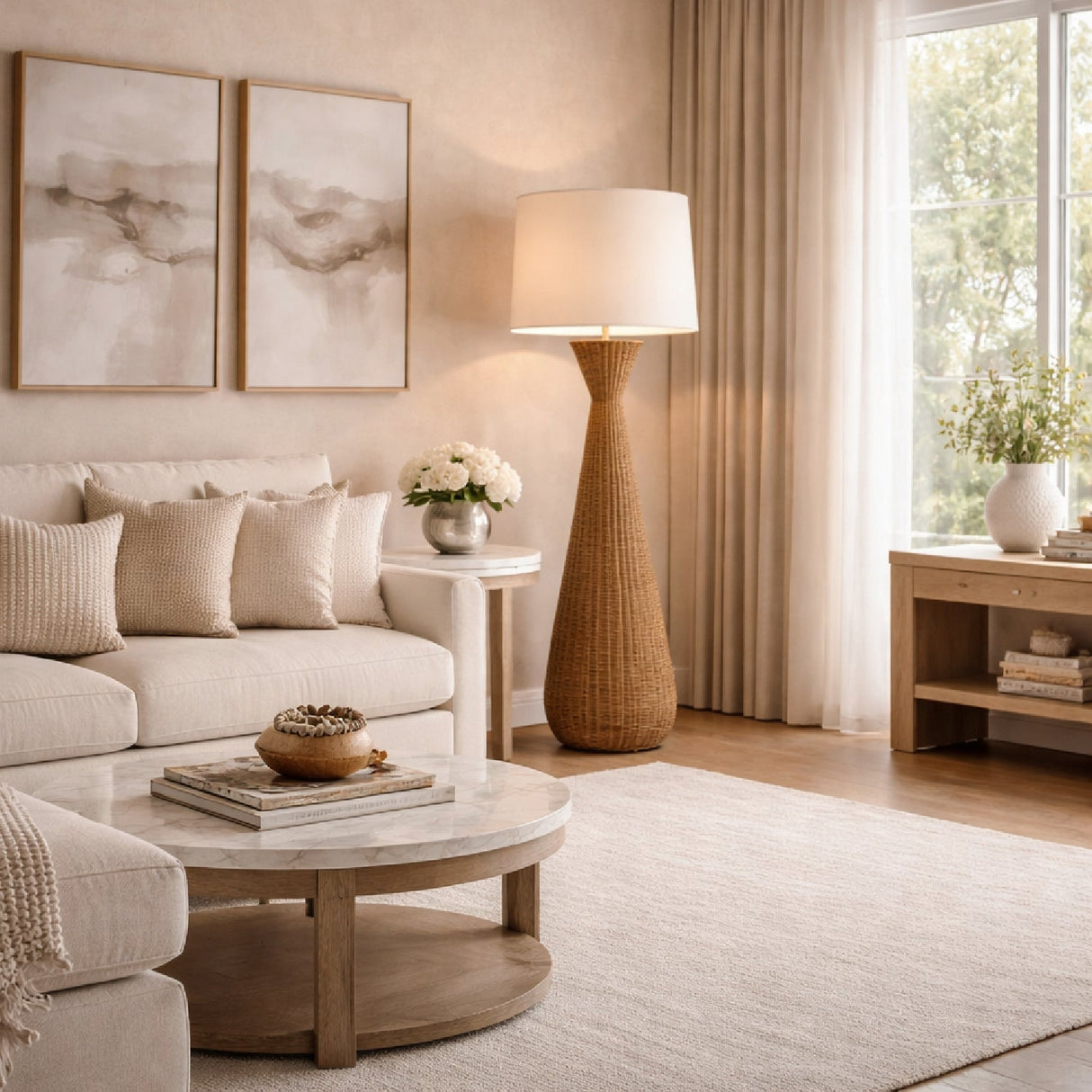 Modern European furniture - Hourglass Rattan Accent Floor Lamp - www.oroa.com