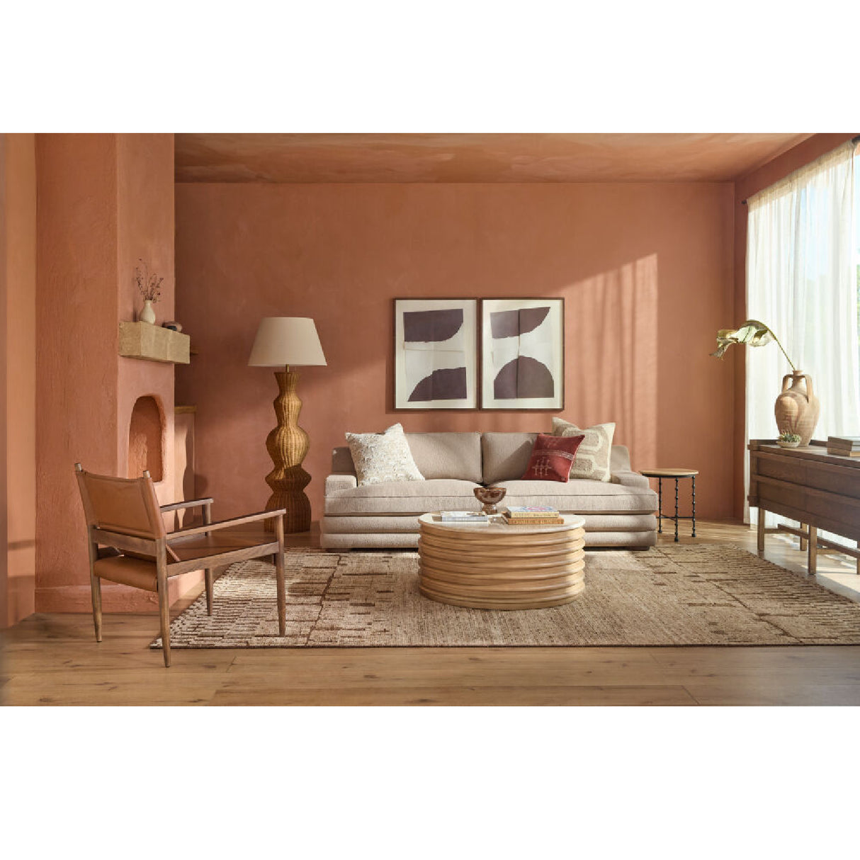 Modern European furniture - Geometrical Rattan Layer Floor Lamp - www.oroa.com