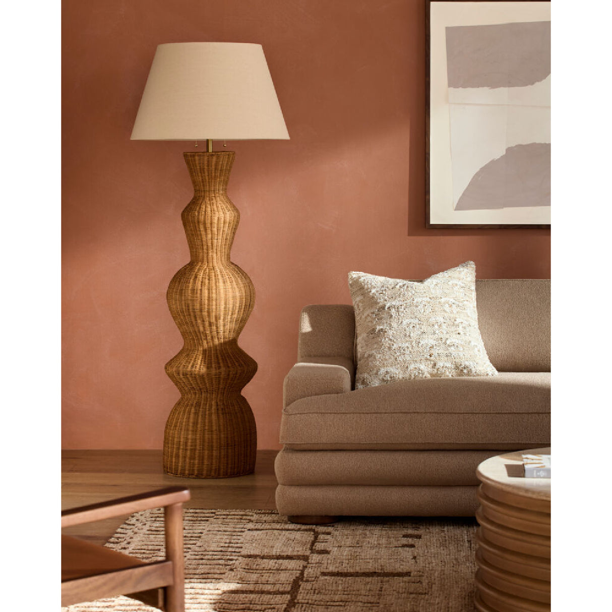Modern European furniture - Geometrical Rattan Layer Floor Lamp - www.oroa.com