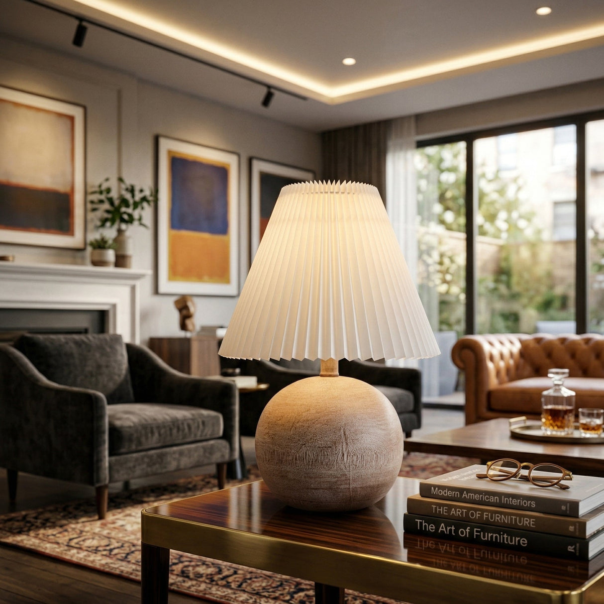 Modern European furniture - Pleated White Linen Table Lamp - www.oroa.com