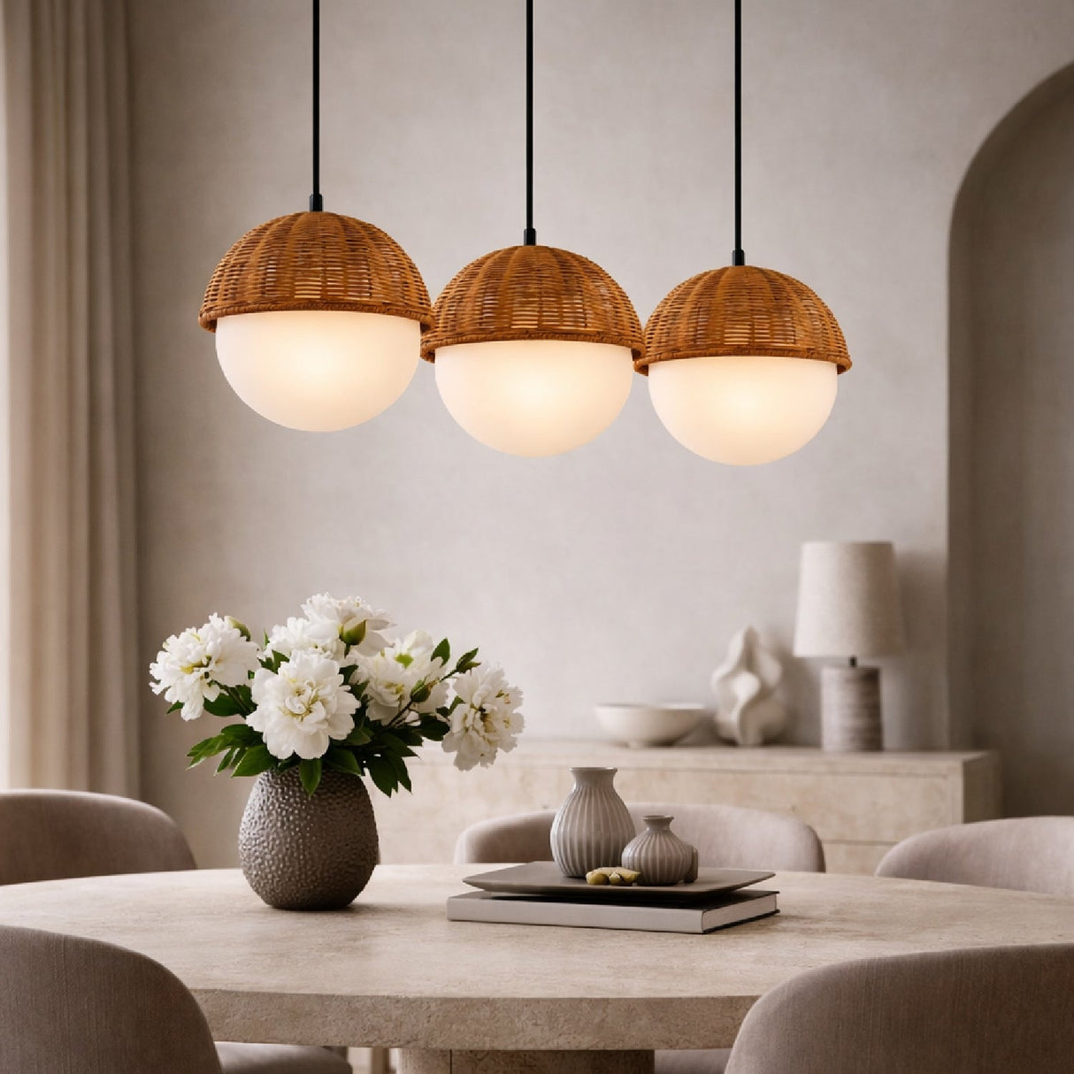 Modern European furniture - White Glass Sphere 3-Light Chandelier - www.oroa.com