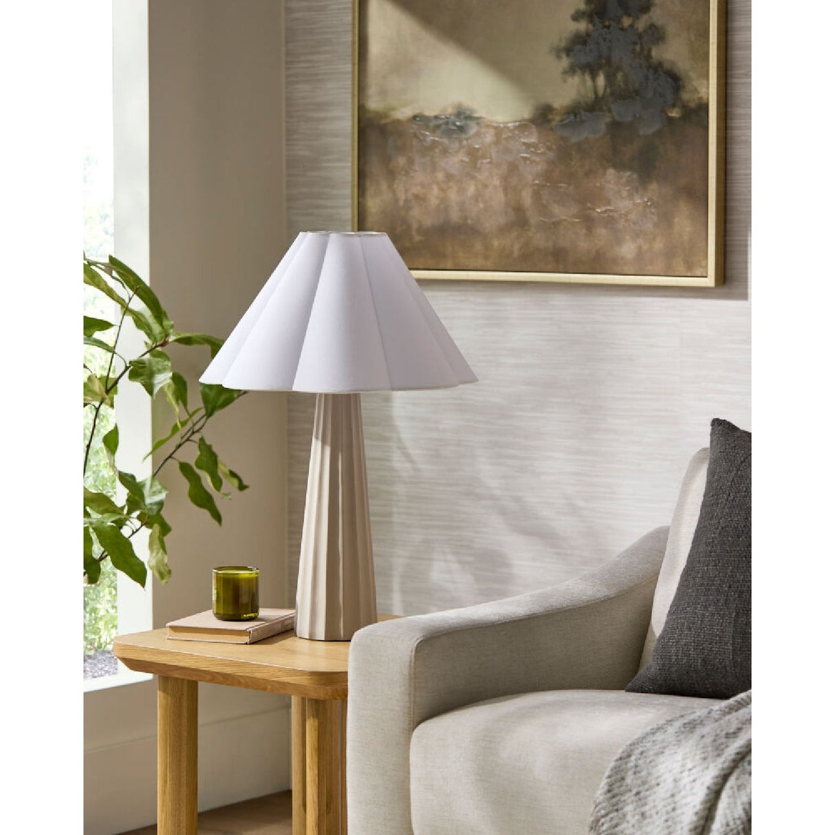 Modern European furniture - Scalloped White Cotton Table Lamp - www.oroa.com