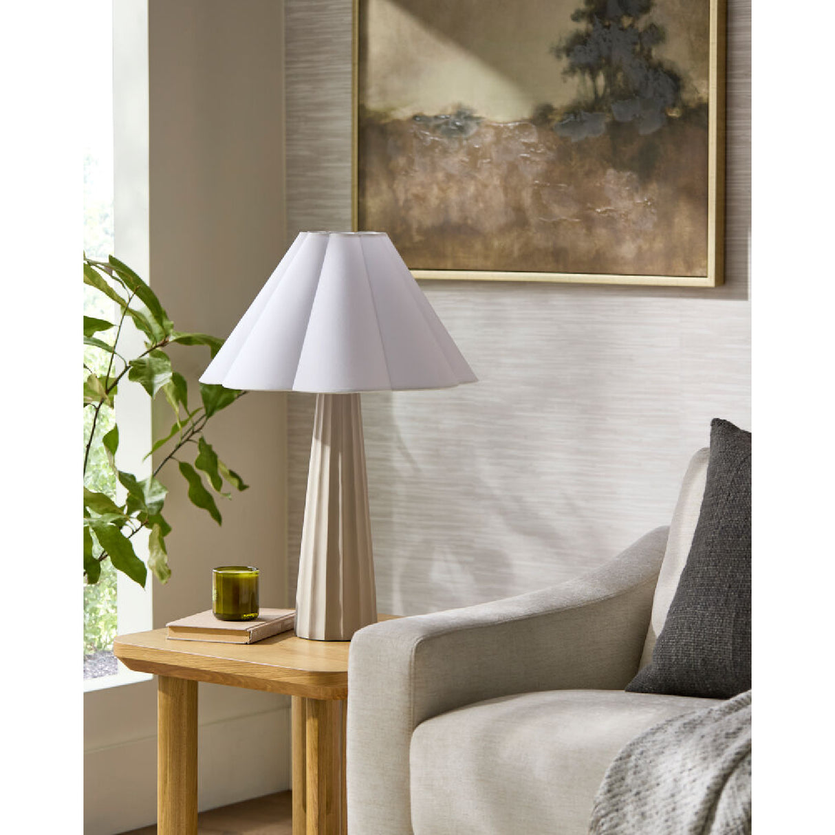 Modern European furniture - Scalloped White Cotton Table Lamp - www.oroa.com
