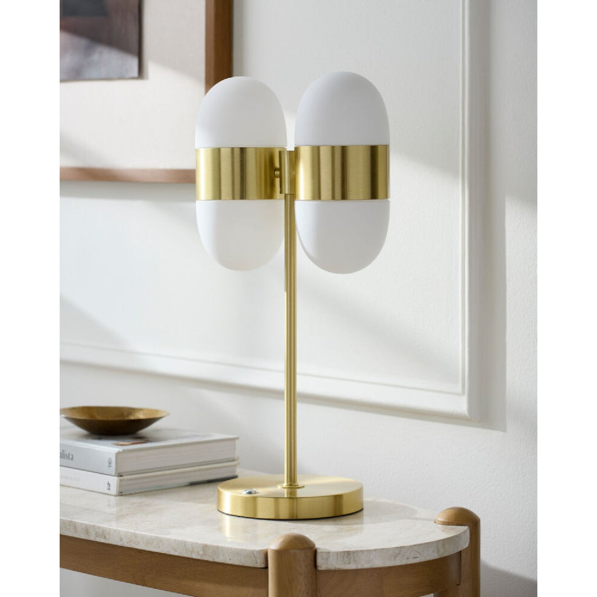 Modern European furniture - Dual White Glass Table Lamp - www.oroa.com