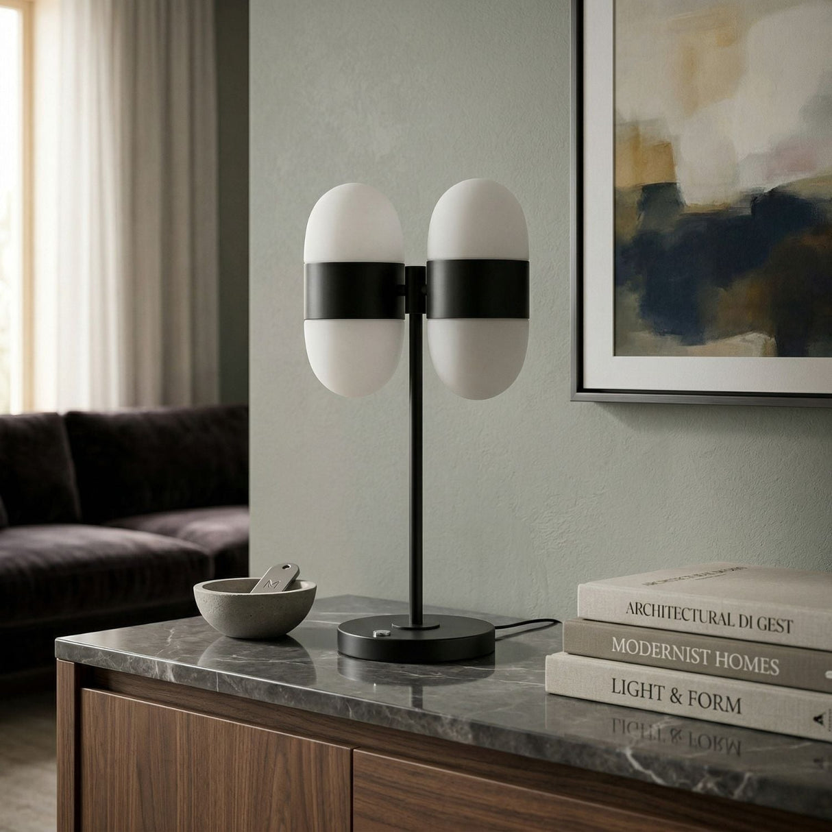 Modern European furniture - Dual White Glass Table Lamp - www.oroa.com