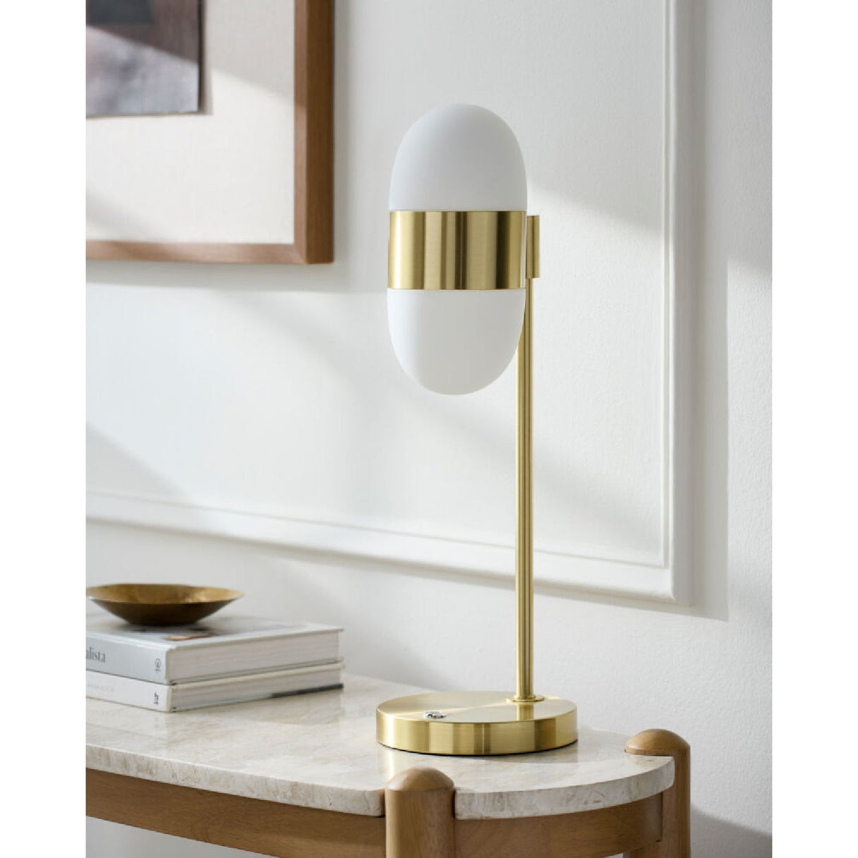 Modern European furniture - Metal Framed Glass Table Lamp - www.oroa.com