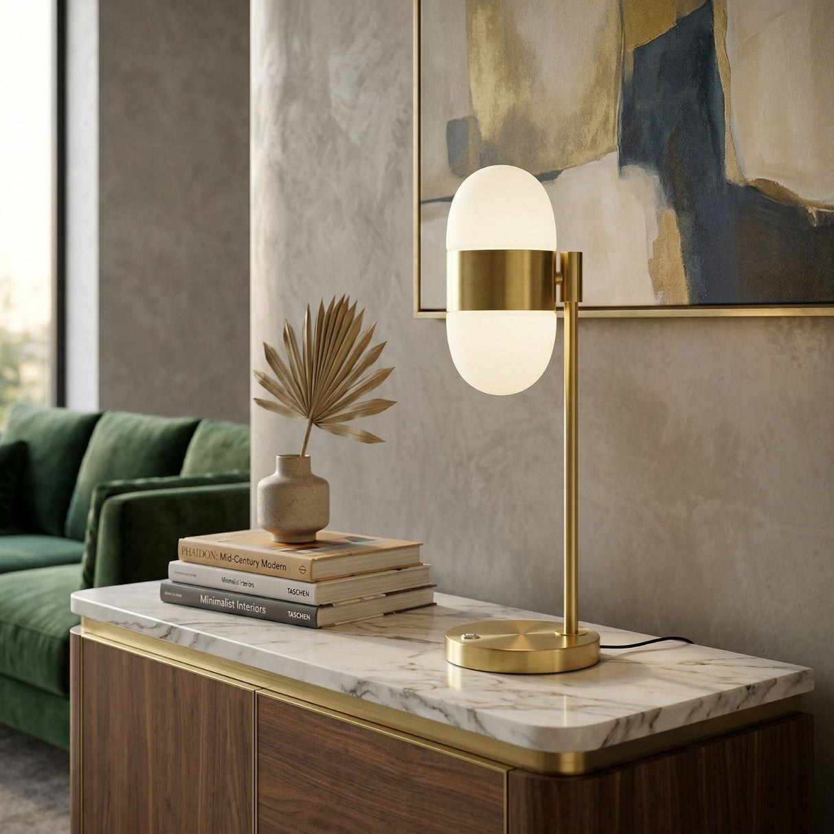 Modern European furniture - Metal Framed Glass Table Lamp - www.oroa.com