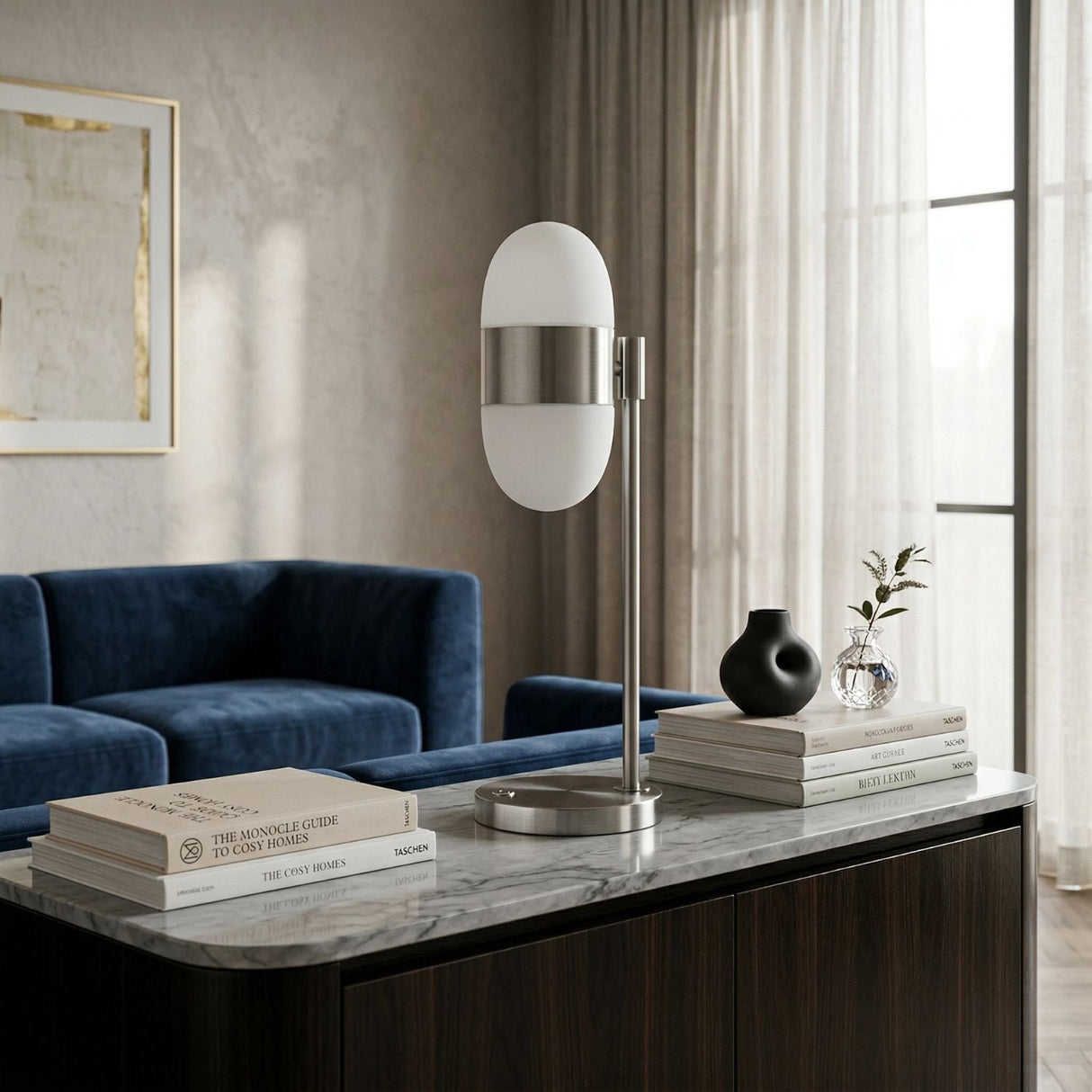 Modern European furniture - Metal Framed Glass Table Lamp - www.oroa.com