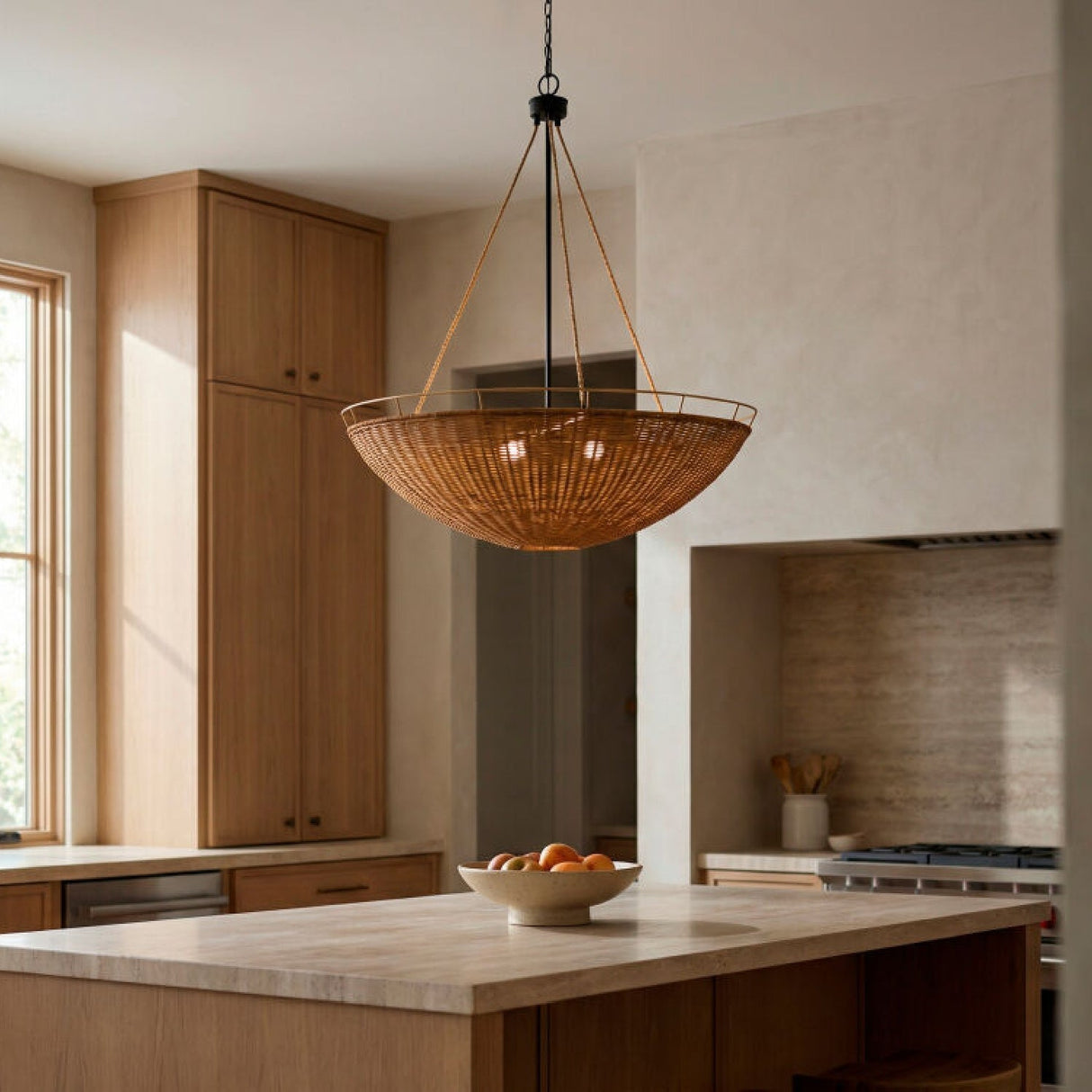 Modern European furniture - Rattan Bowl 3-Light Chandelier - www.oroa.com