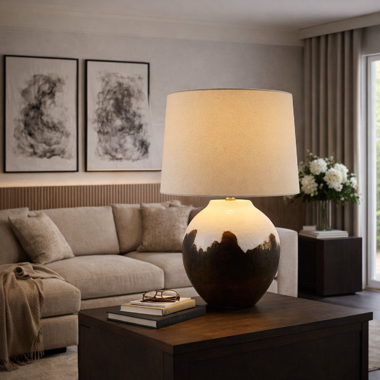 Modern European furniture - Brown Ceramic Accent Table Lamp - www.oroa.com