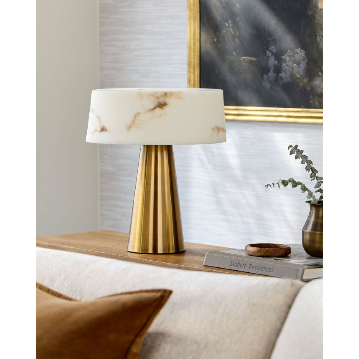 Modern European furniture - White Stone Shade Table Lamp - www.oroa.com