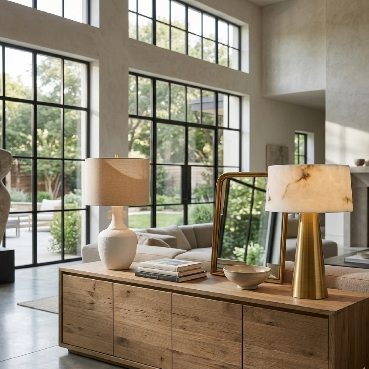 Modern European furniture - White Stone Shade Table Lamp - www.oroa.com