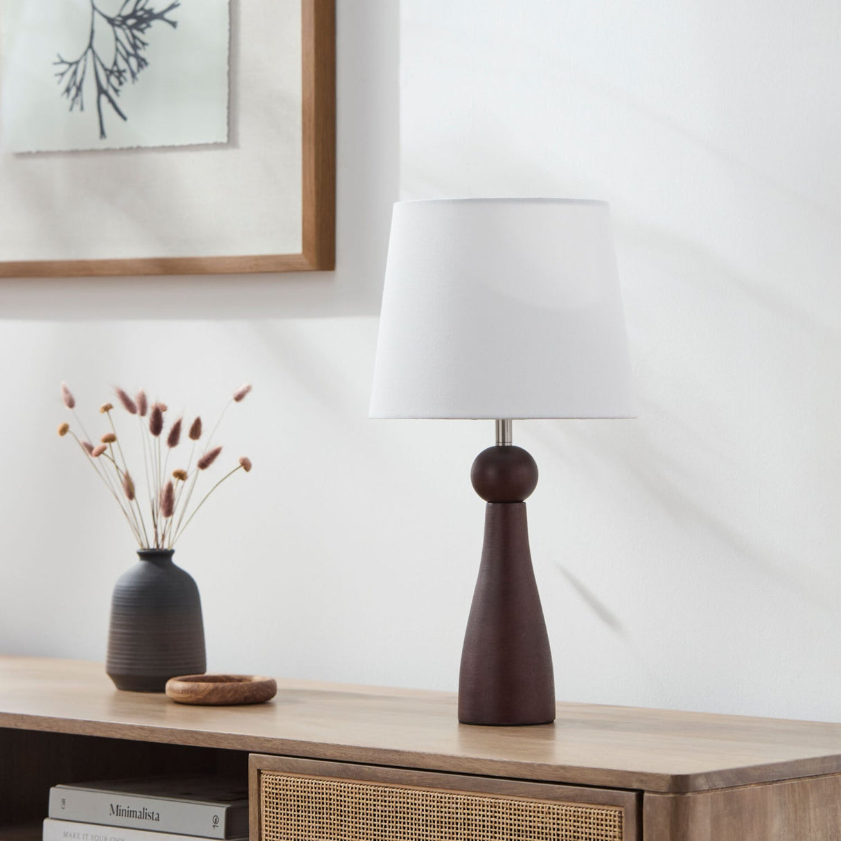 Modern European furniture - Wood Veneer Linen Table Lamp - www.oroa.com