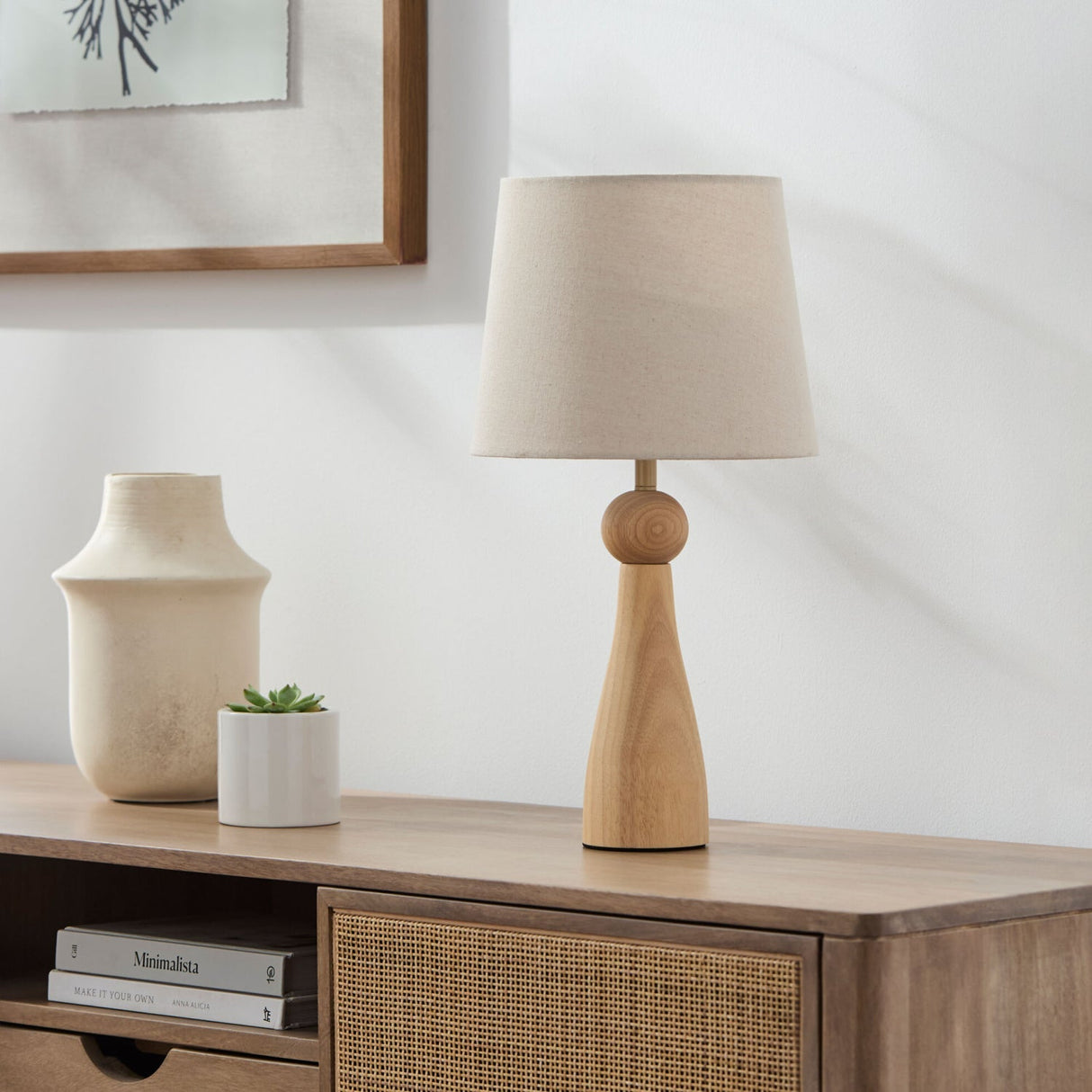 Modern European furniture - Wood Veneer Linen Table Lamp - www.oroa.com
