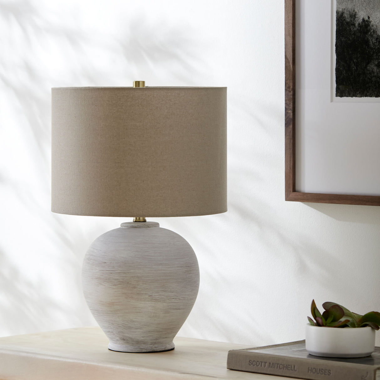 Modern European furniture - Cream Ceramic Accent Table Lamp - www.oroa.com