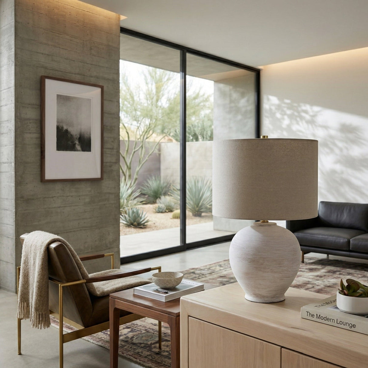 Modern European furniture - Cream Ceramic Accent Table Lamp - www.oroa.com