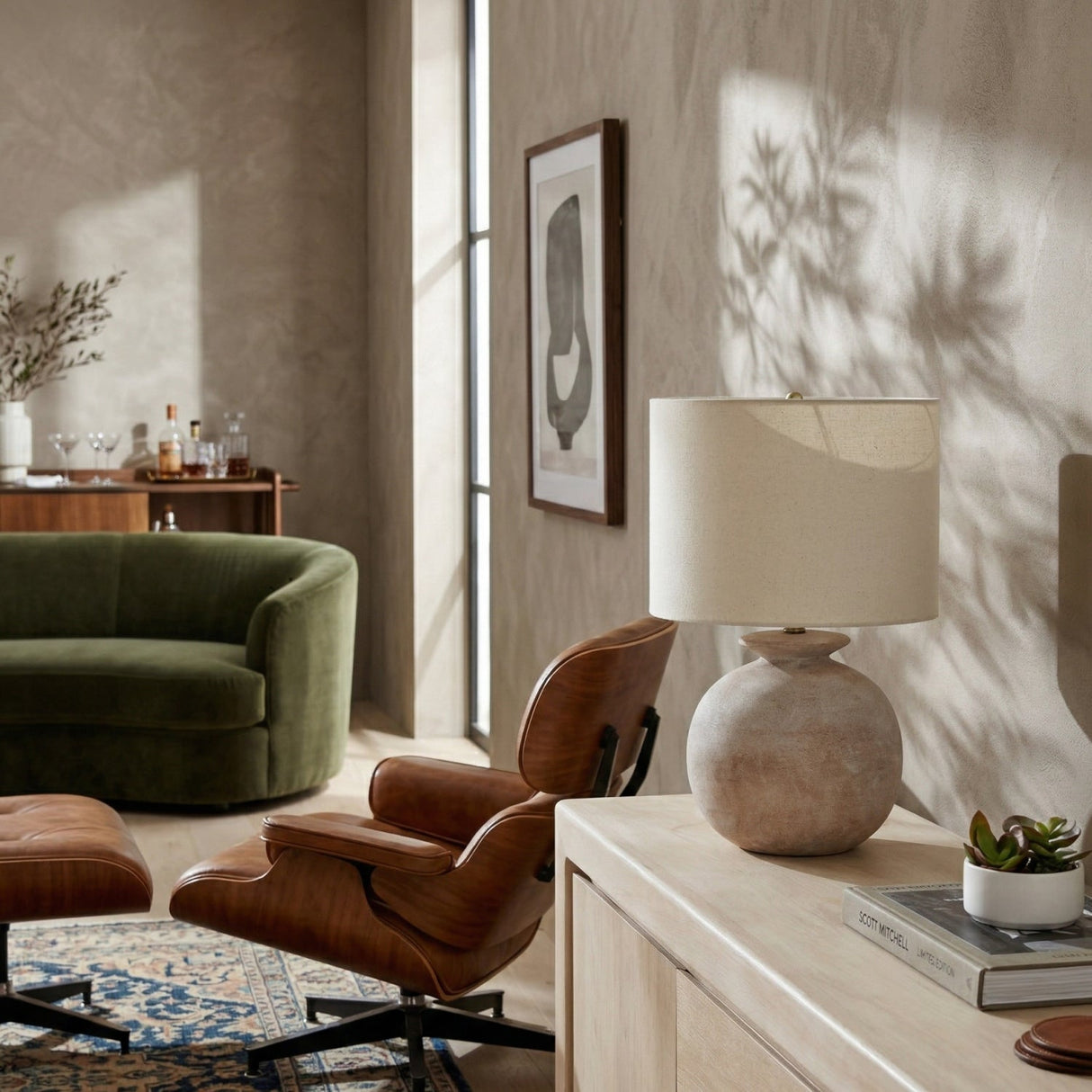 Modern European furniture - Rounded Cream Accent Table Lamp - www.oroa.com