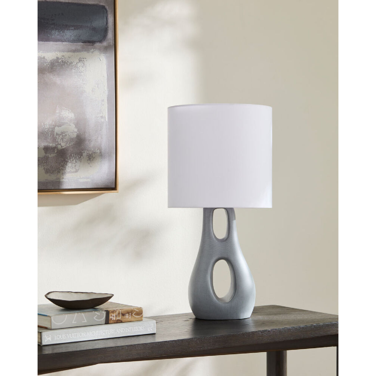 Textured Gray Accent Table Lamp | Oroa.com