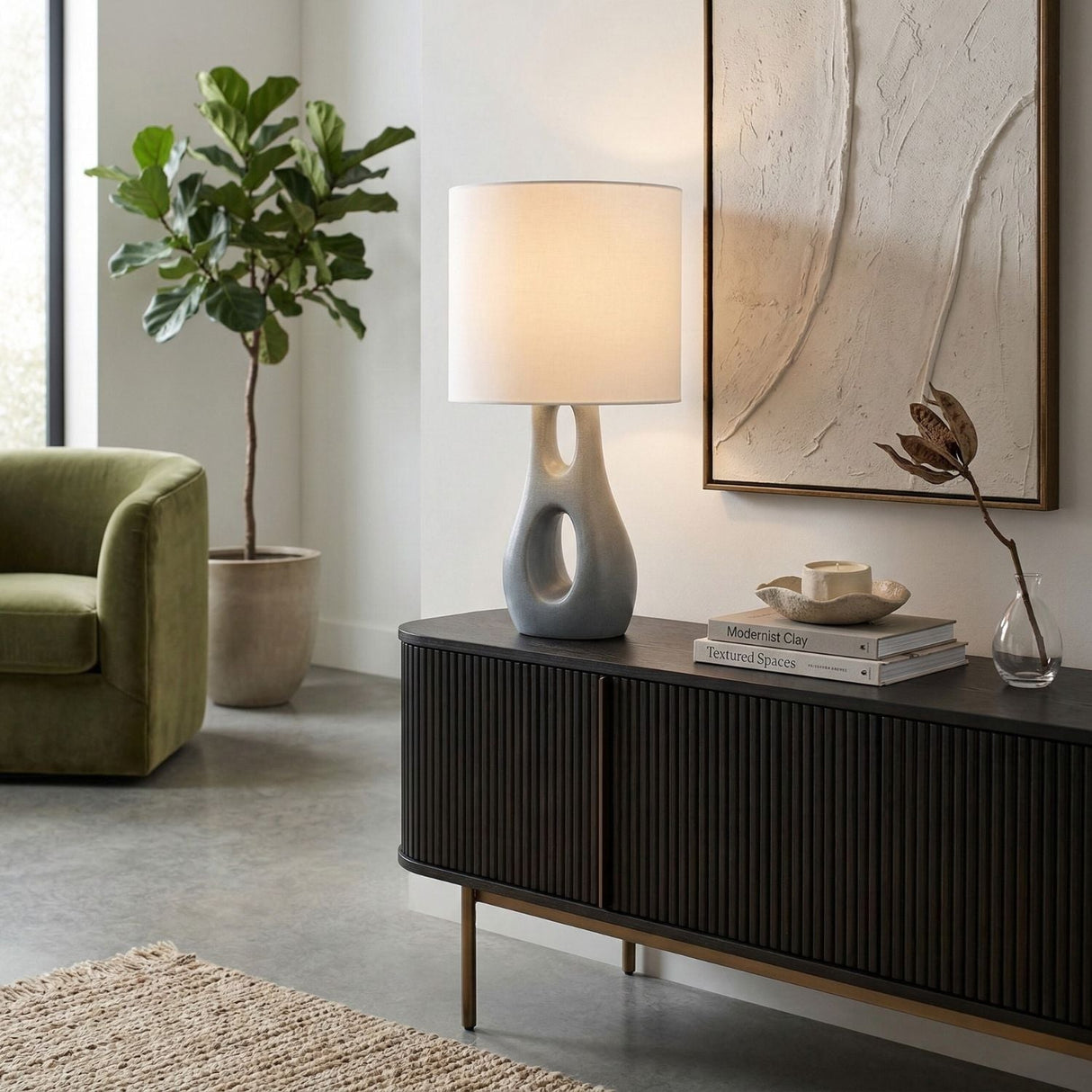 Modern European furniture - Textured Gray Accent Table Lamp - www.oroa.com