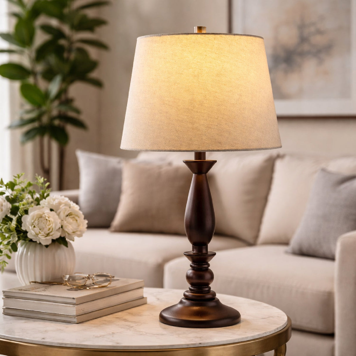 Modern European furniture - Linen Wood Veneer Table Lamp - www.oroa.com