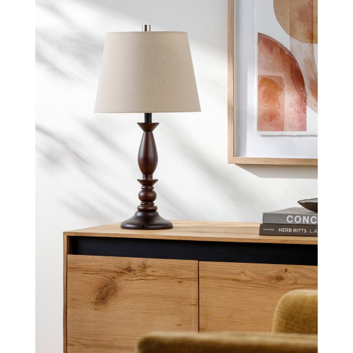 Modern European furniture - Linen Wood Veneer Table Lamp - www.oroa.com