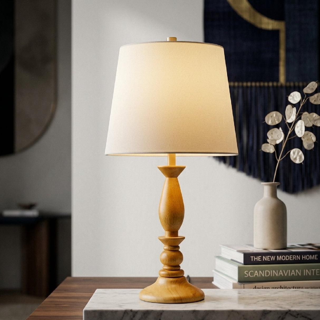 Modern European furniture - Linen Wood Veneer Table Lamp - www.oroa.com