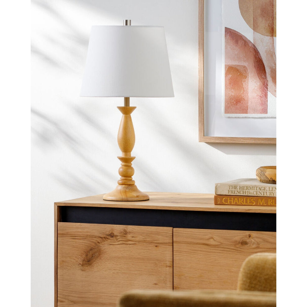 Modern European furniture - Linen Wood Veneer Table Lamp - www.oroa.com