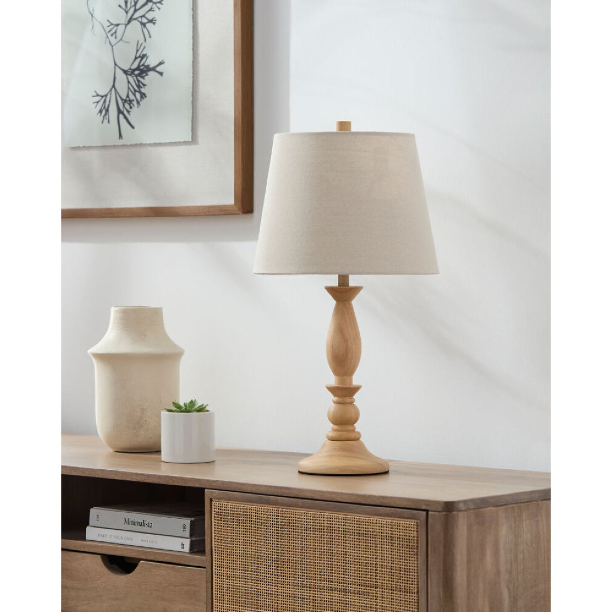 Modern European furniture - Linen Wood Veneer Table Lamp - www.oroa.com