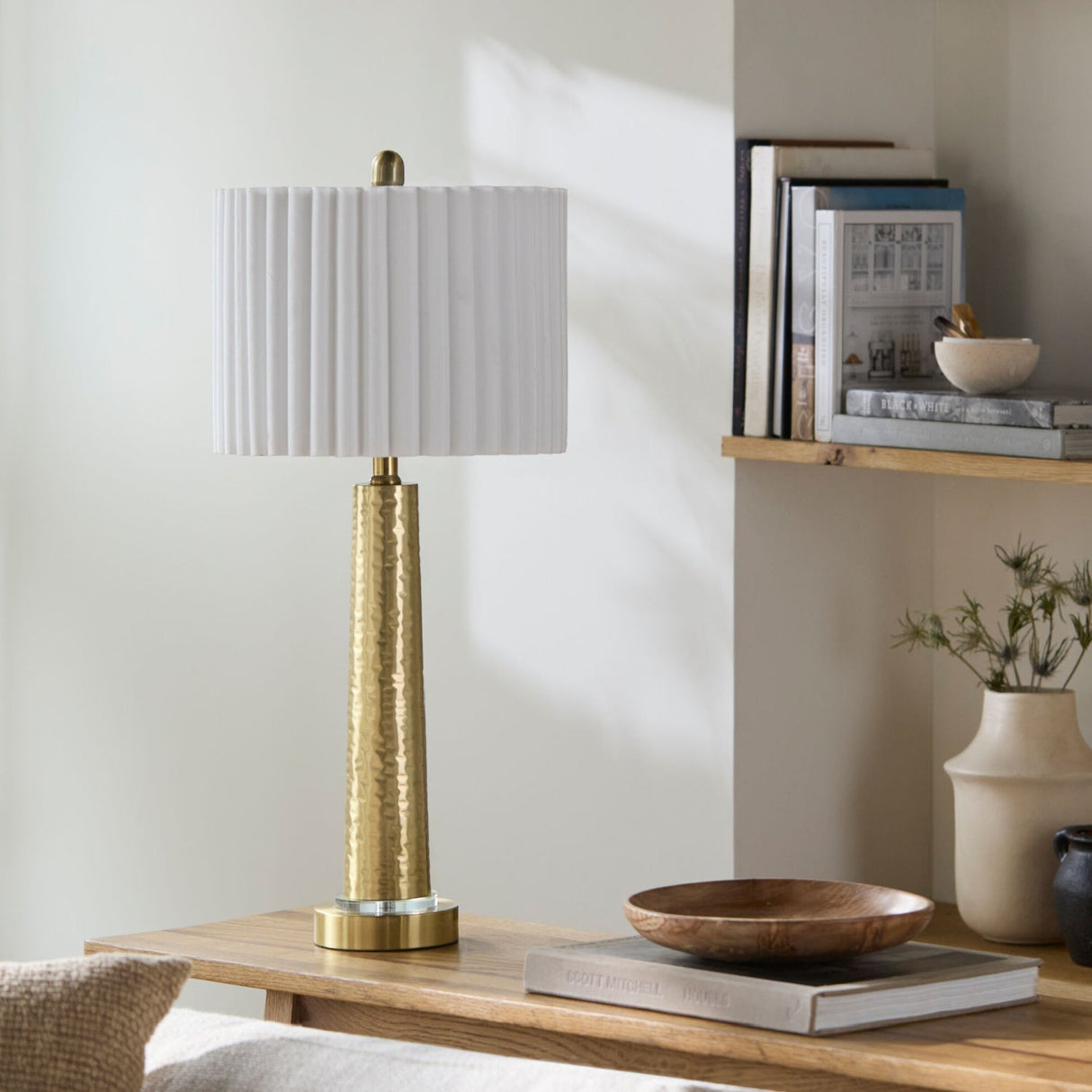 Modern European furniture - Fluted White Cotton Table Lamp - www.oroa.com