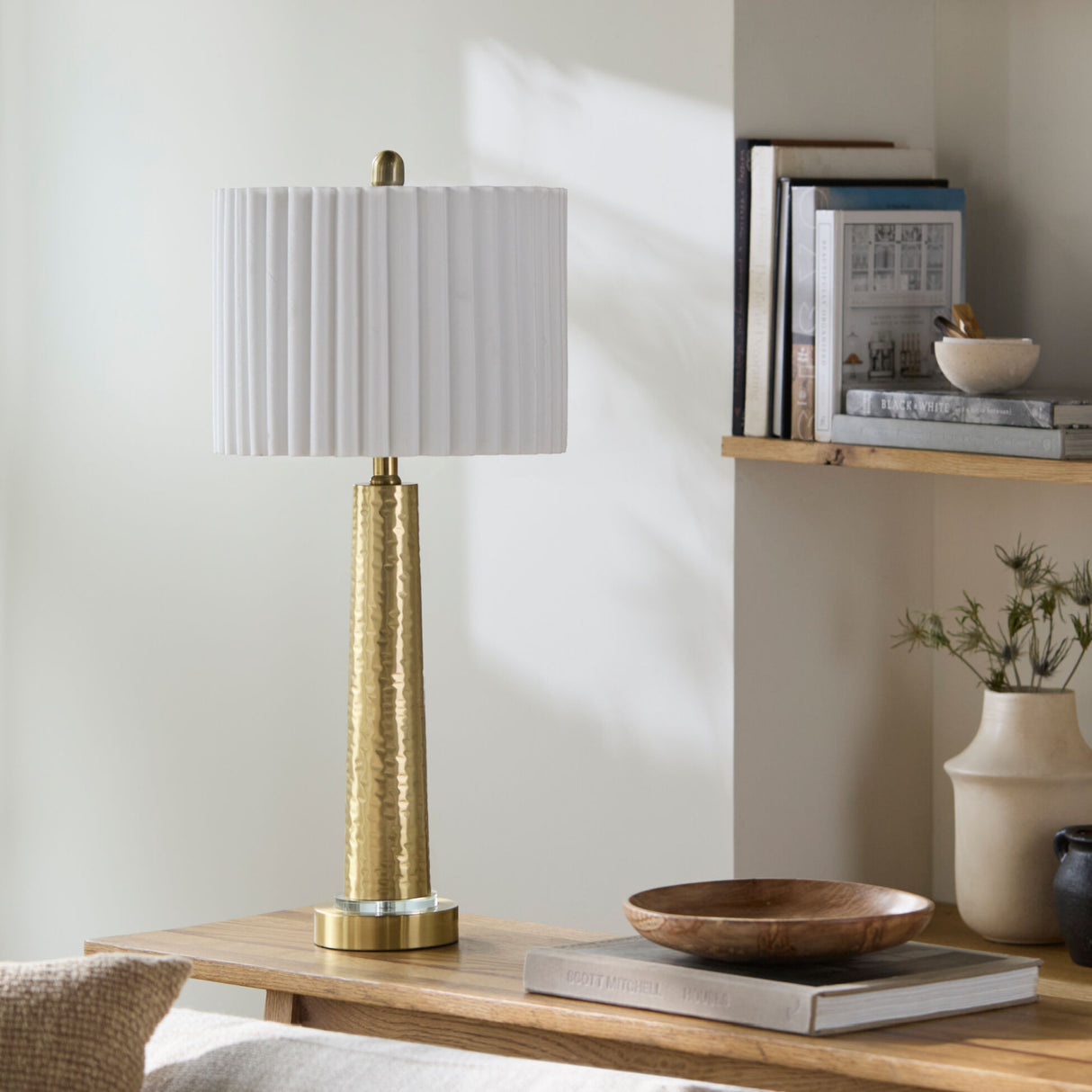 Modern European furniture - Fluted White Cotton Table Lamp - www.oroa.com | Oroa.com