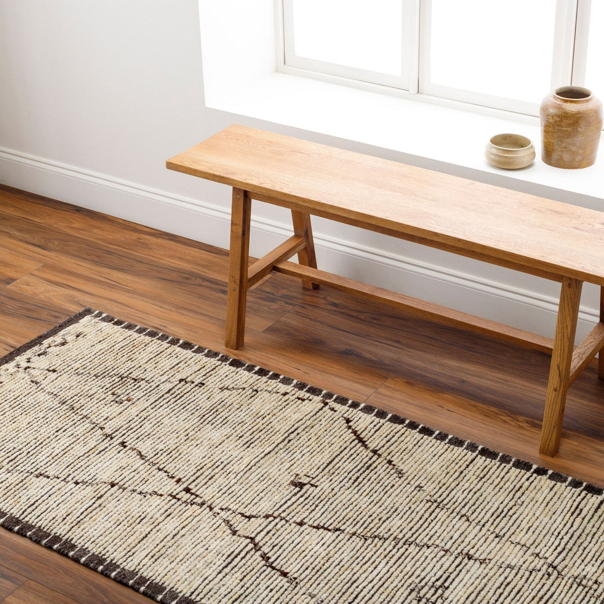 Gray Hand-Knotted Wool Table Runner