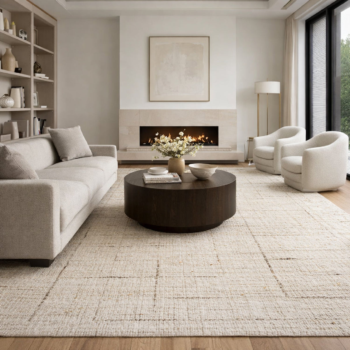 Modern furniture - Cream Hand-Knotted Wool Carpet - www.oroa.com