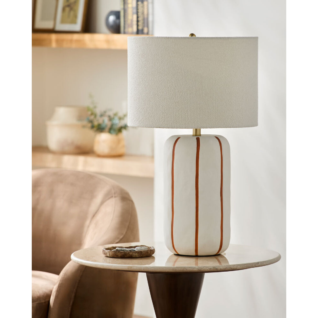 Modern European furniture - Line Painted Ceramic Table Lamp - www.oroa.com