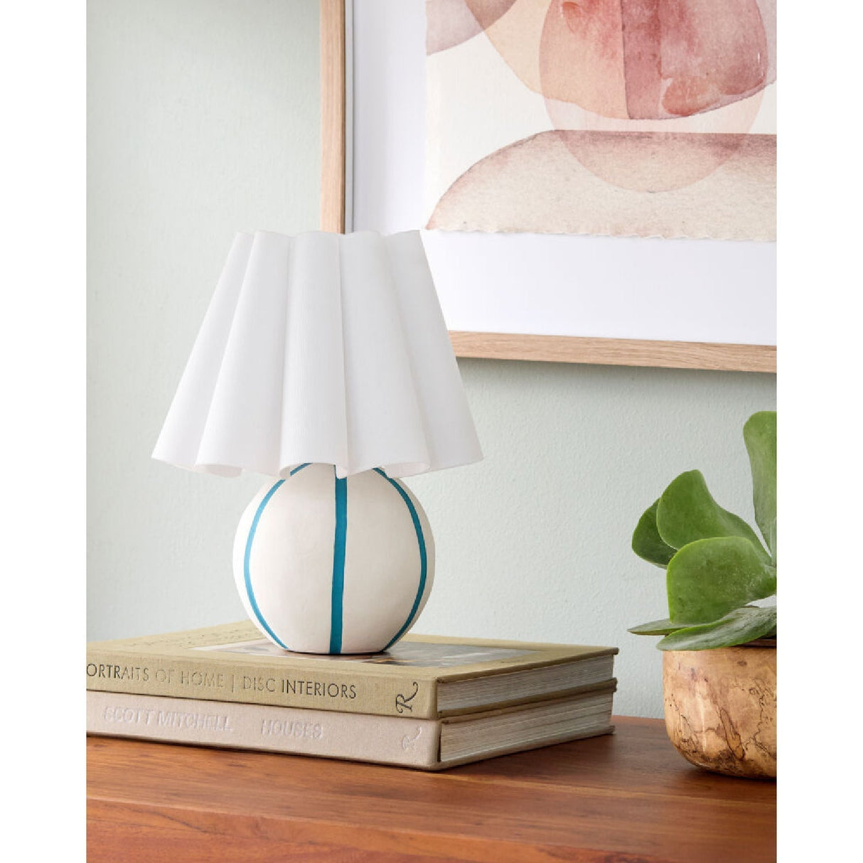 Modern European furniture - Lined Round Ceramic Table Lamp - www.oroa.com