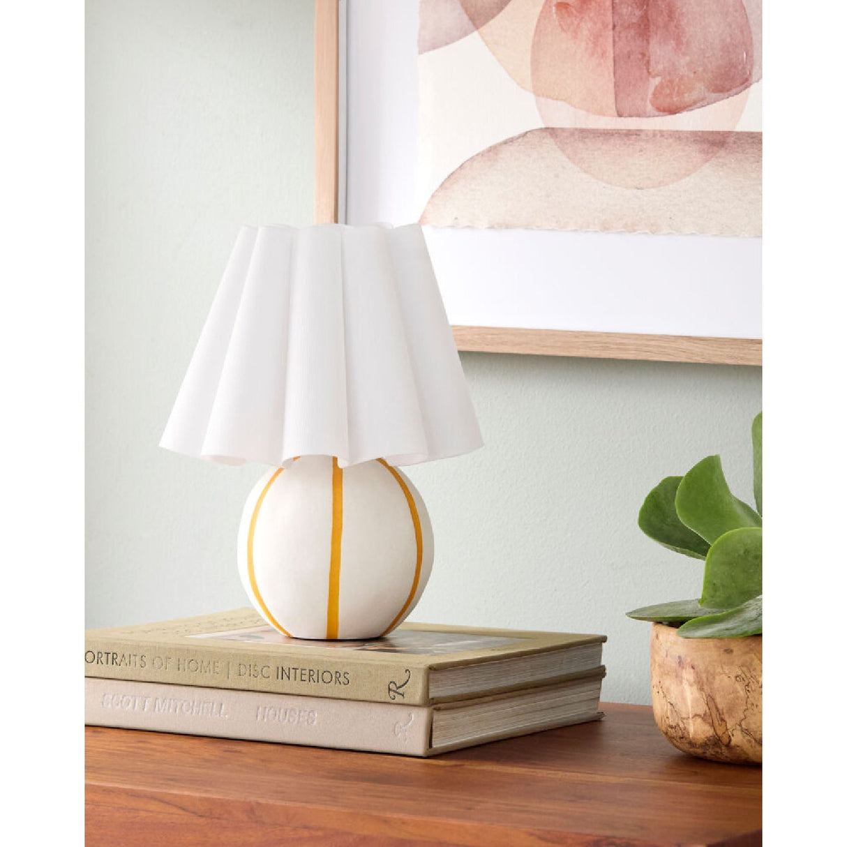 Modern European furniture - Lined Round Ceramic Table Lamp - www.oroa.com