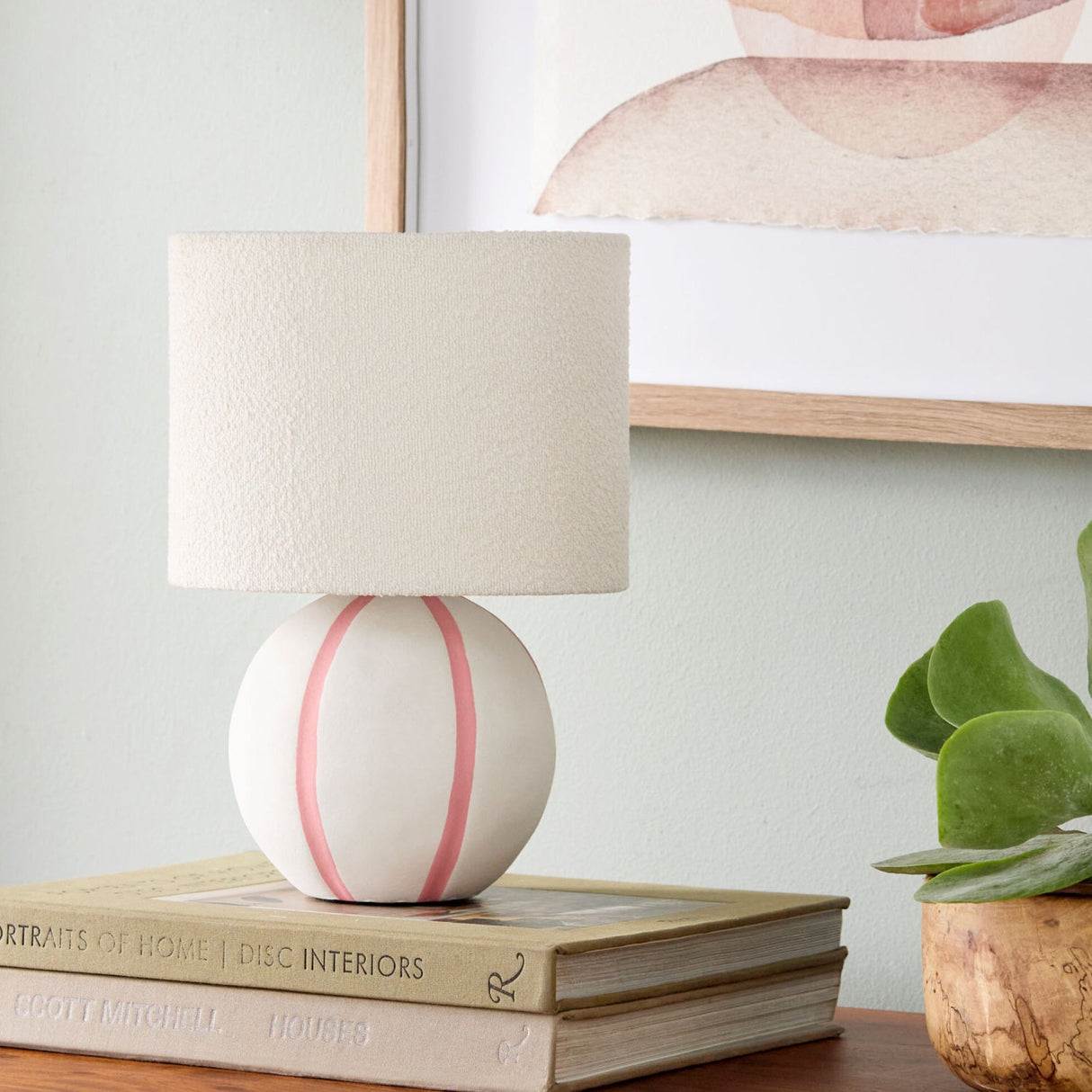Modern European furniture - Round Lined Ceramic Table Lamp - www.oroa.com