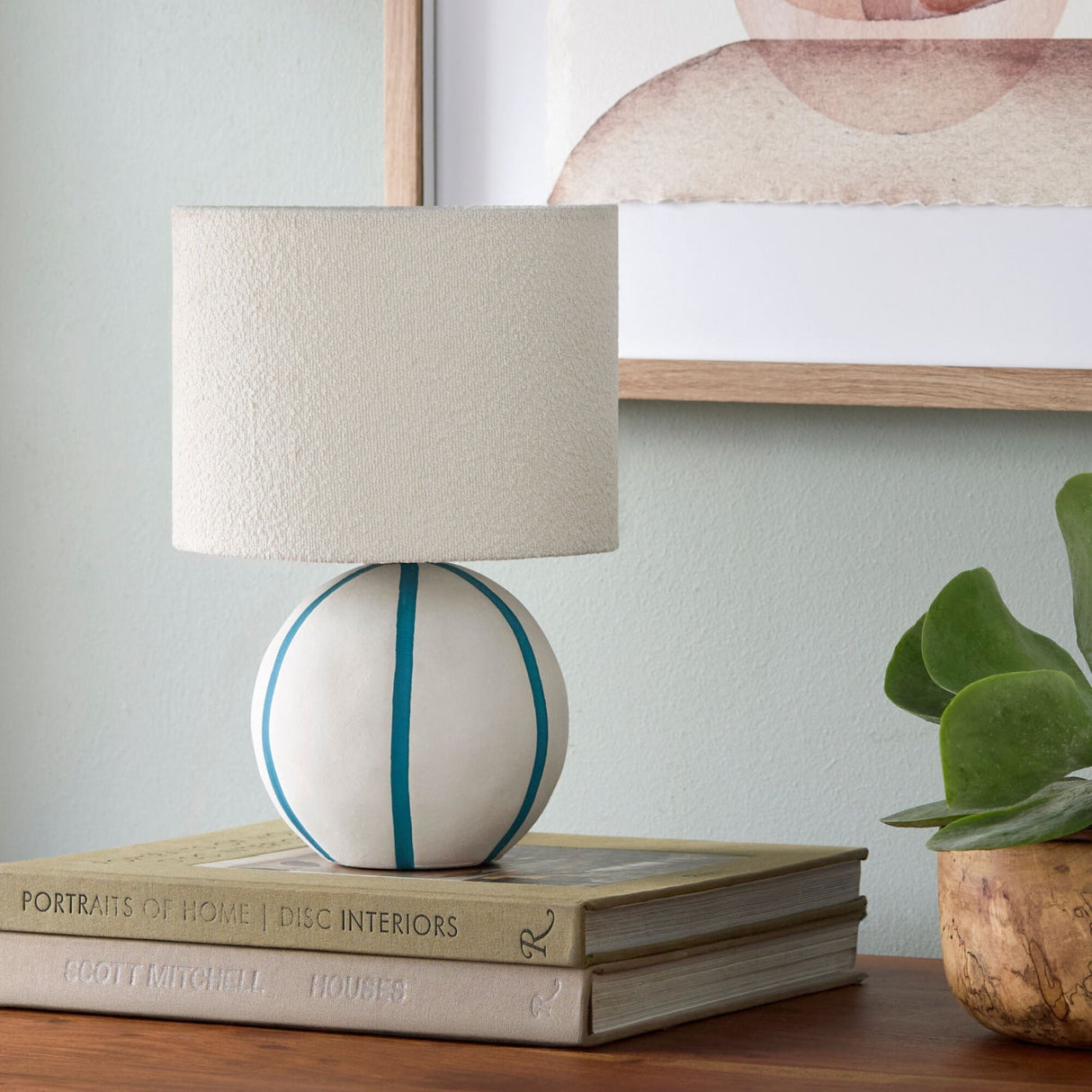 Modern European furniture - Round Lined Ceramic Table Lamp - www.oroa.com