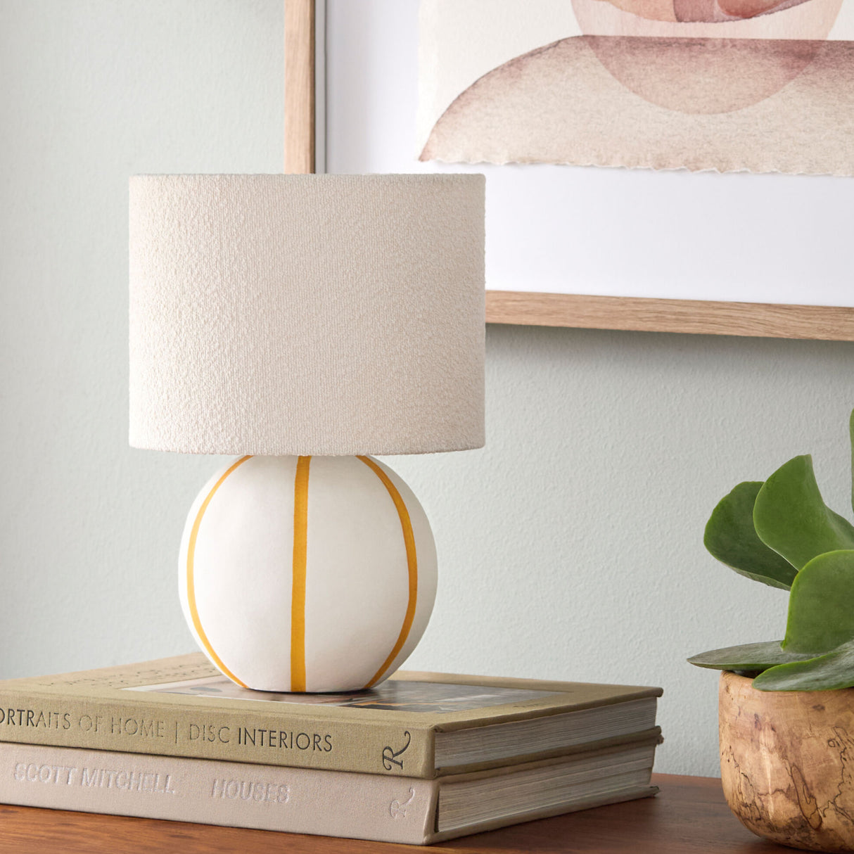 Modern European furniture - Round Lined Ceramic Table Lamp - www.oroa.com