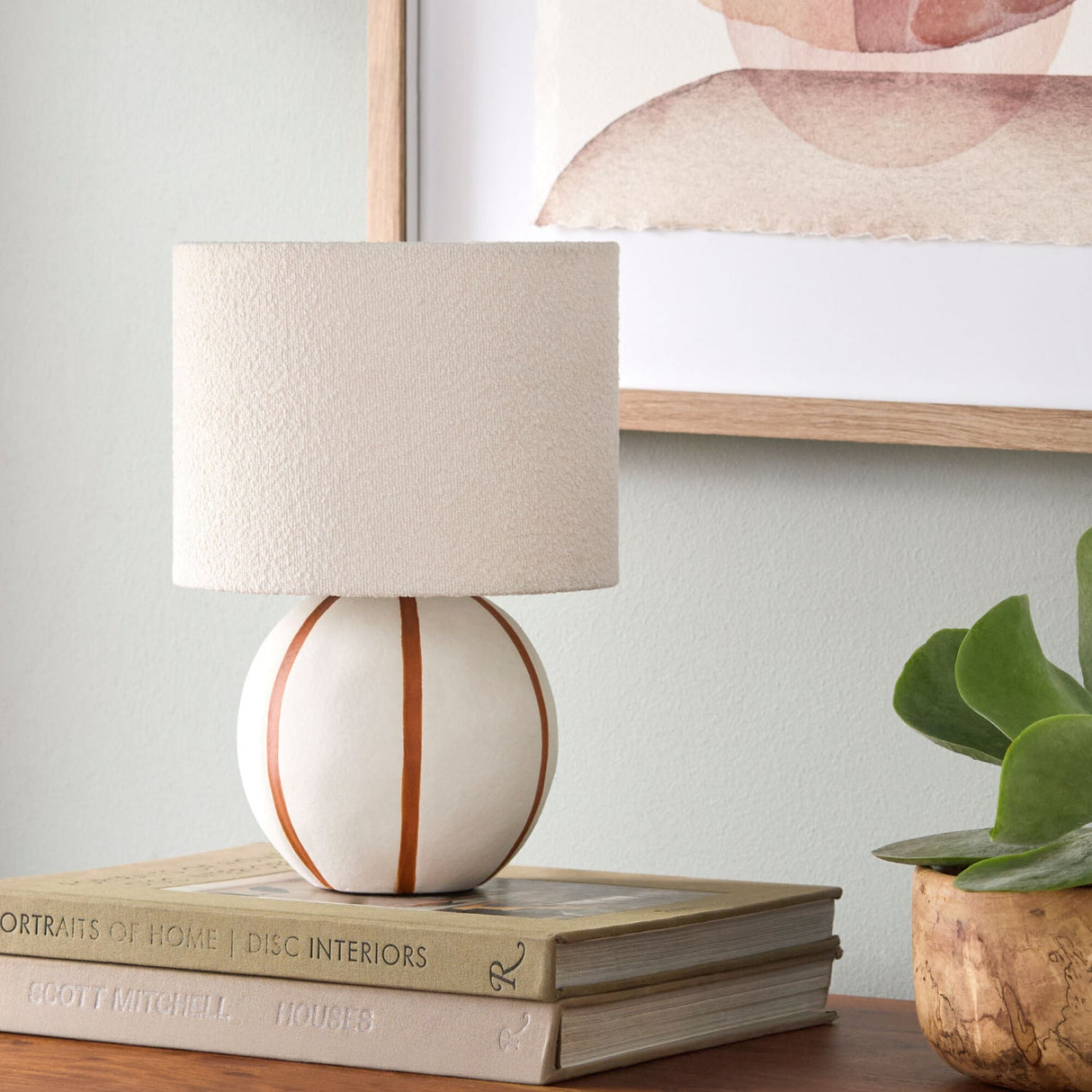 Modern European furniture - Round Lined Ceramic Table Lamp - www.oroa.com