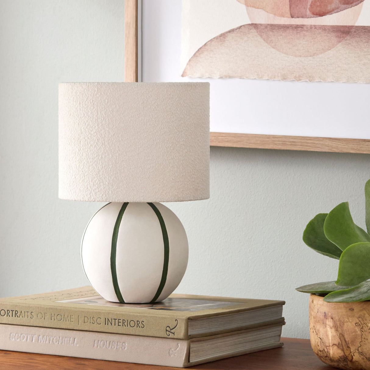 Modern European furniture - Round Lined Ceramic Table Lamp - www.oroa.com