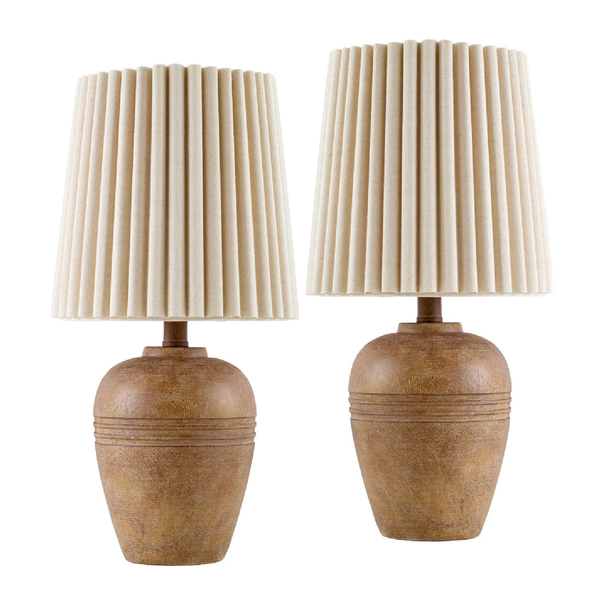 Modern European furniture - Fluted Linen Table Lamp Set (2) - www.oroa.com