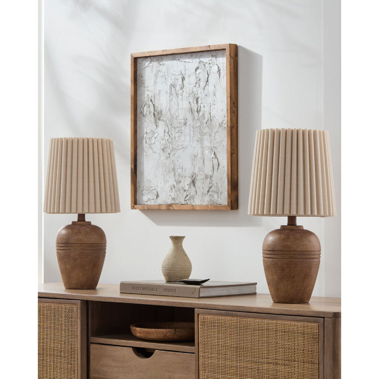 Modern European furniture - Fluted Linen Table Lamp Set (2) - www.oroa.com