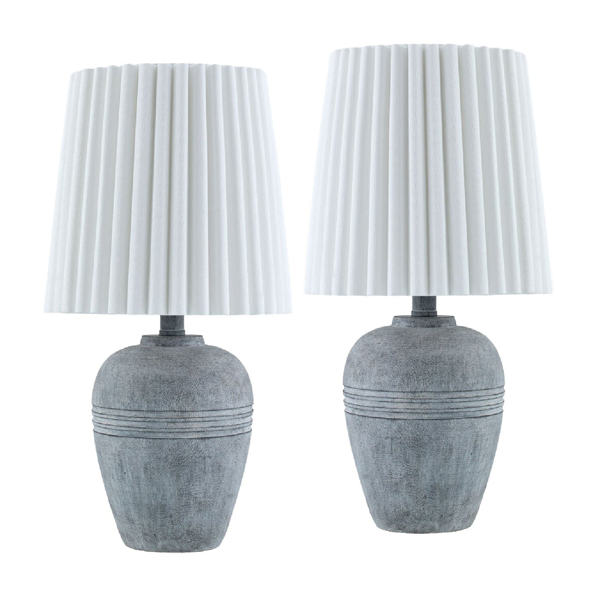 Modern European furniture - Fluted Linen Table Lamp Set (2) - www.oroa.com