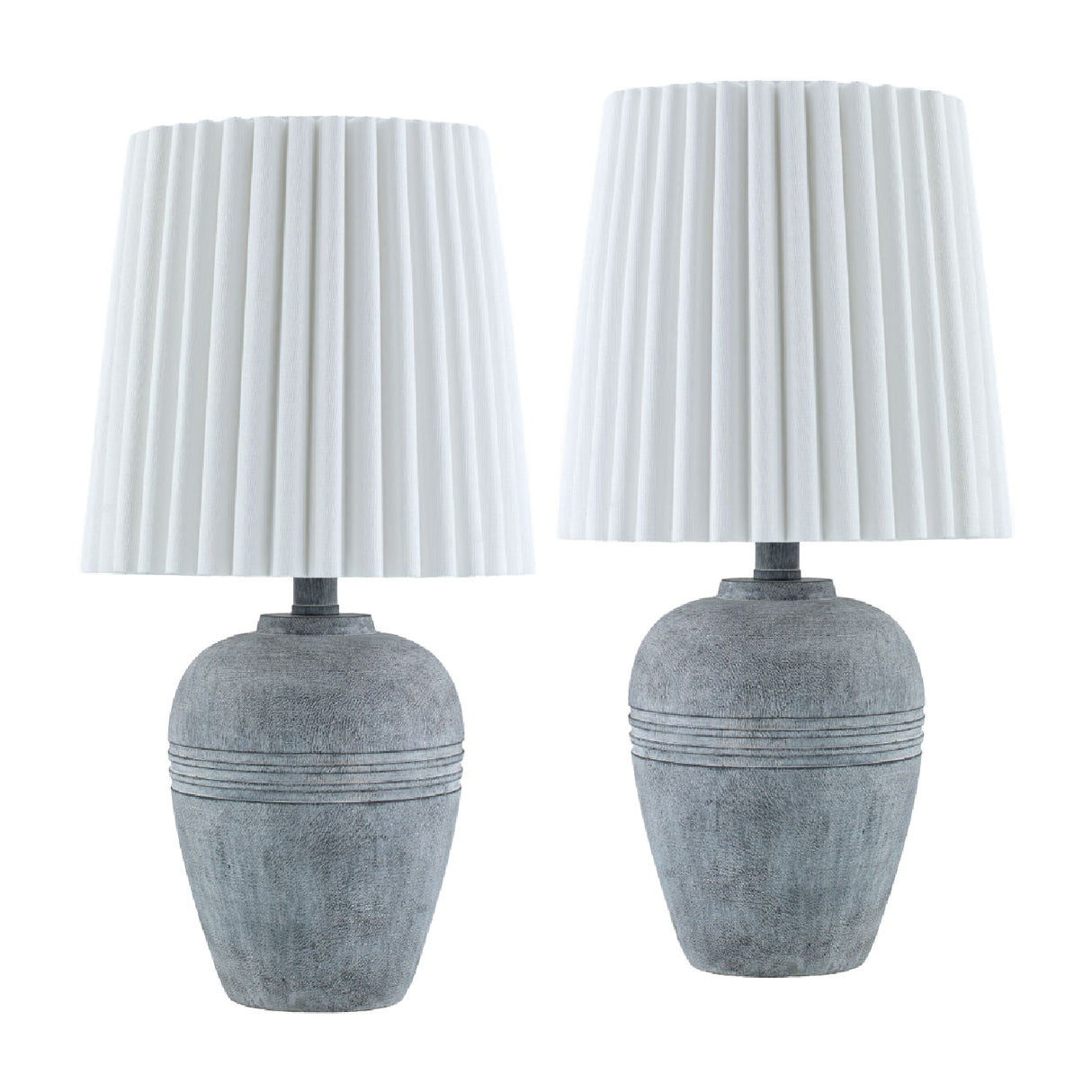 Modern European furniture - Fluted Linen Table Lamp Set (2) - www.oroa.com | Oroa.com