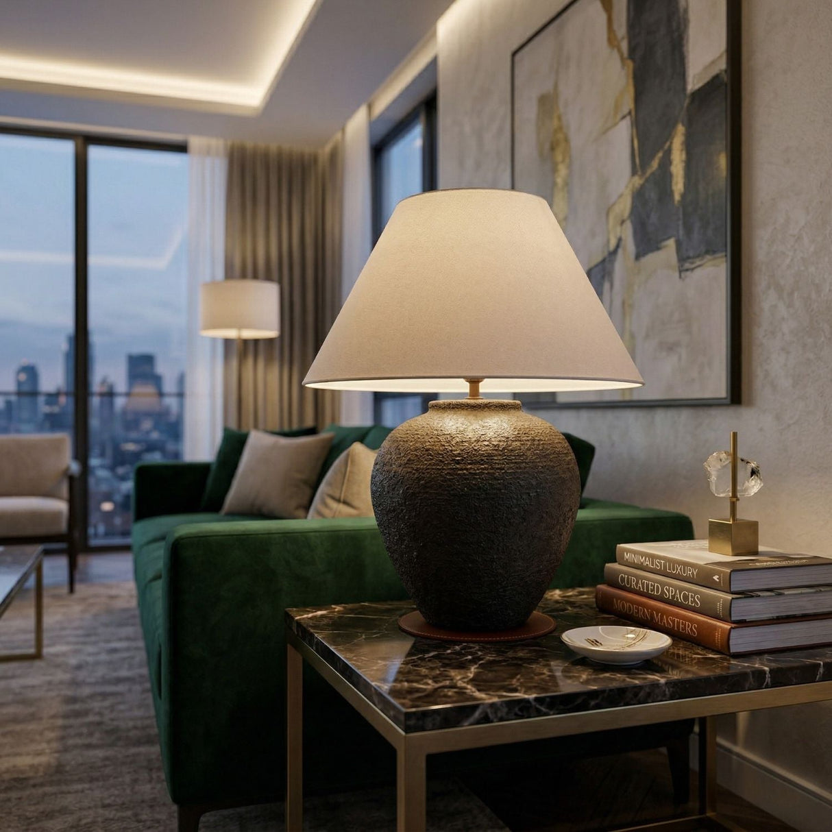 Modern European furniture - Empire Linen Shade Table Lamp - www.oroa.com